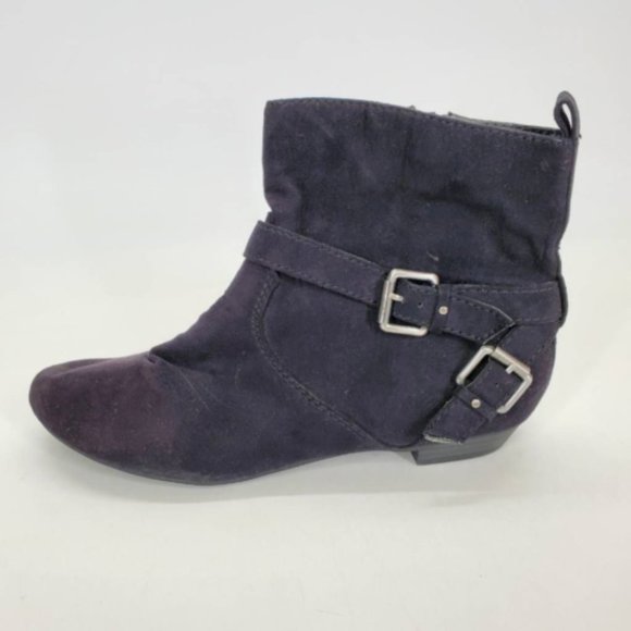 Express Womens Ankle Boots Booties Black‎ Cuban Heels Side Zipper Buckle Strap 7 - Picture 1 of 10